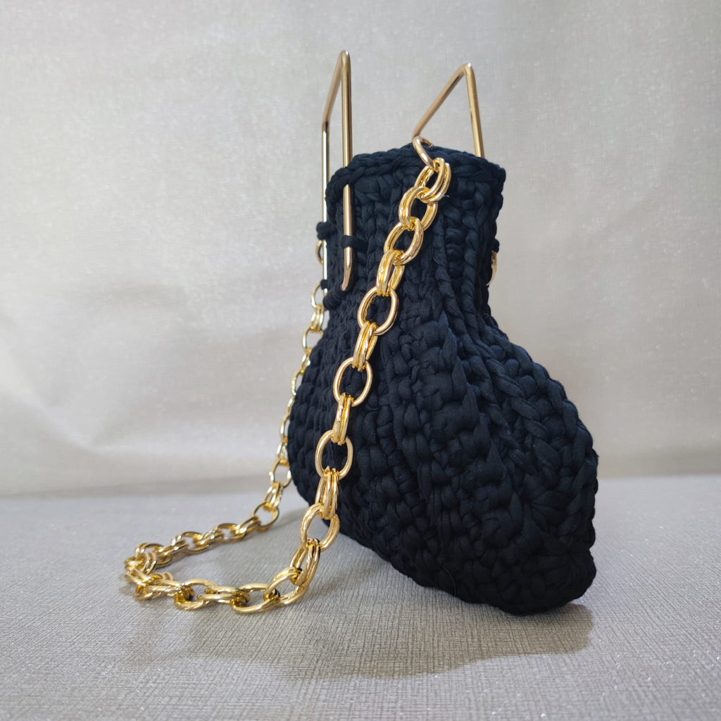 Borsa con manici metallo Black